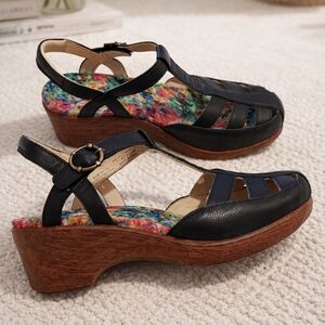 Alegria Black Leather Sandals